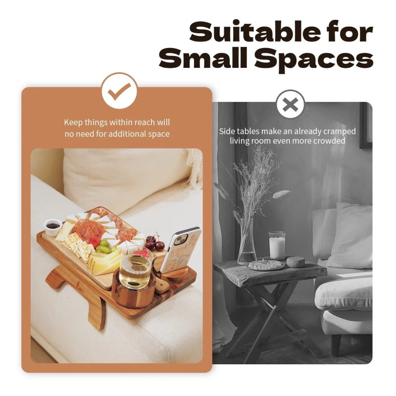 Sofa cup holder tray with 360° swivel stand - Image 3