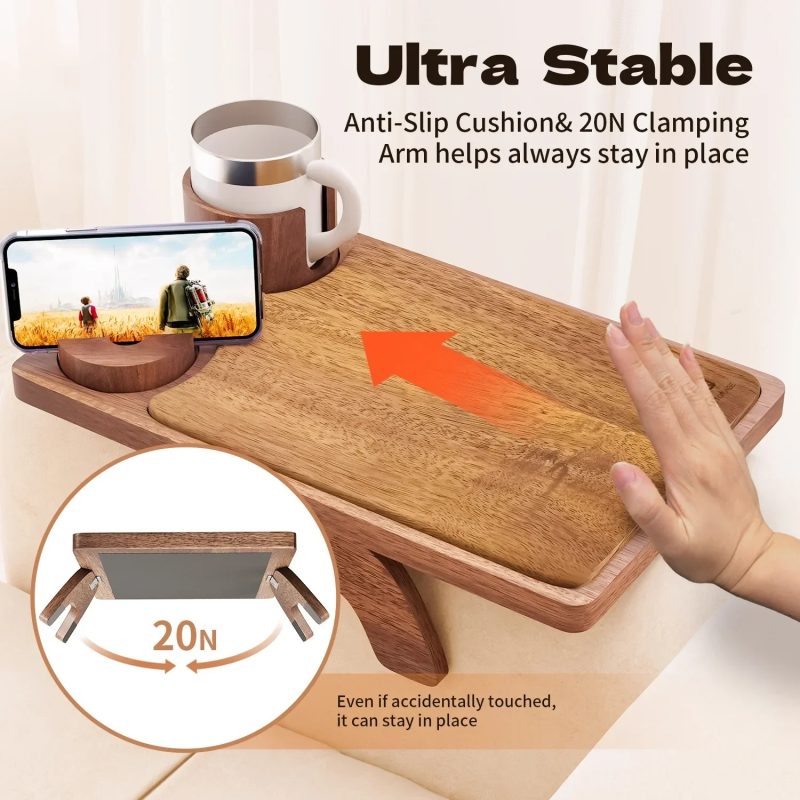 Sofa cup holder tray with 360° swivel stand - Image 5