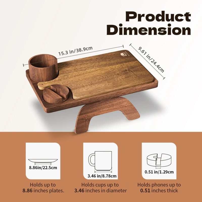 Sofa cup holder tray with 360° swivel stand - Image 2