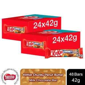 Clearance Sale-Kit Kat Chunky Peanut Butter Smooth Milk Chocolate Bar 42g (48 Pack)
